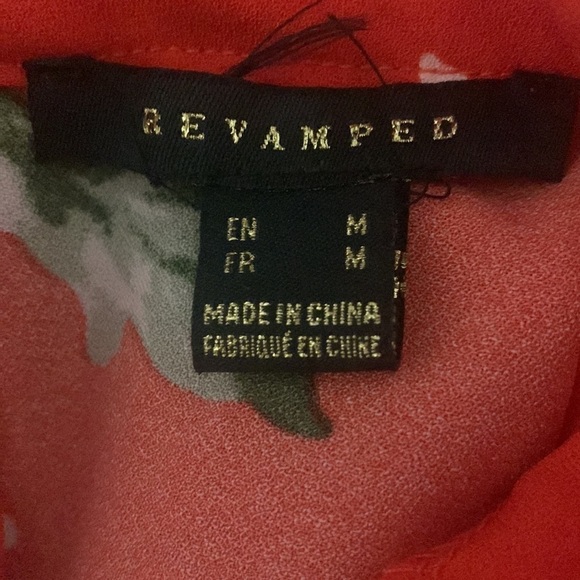 Revamped Red Floral A-Line Midi Dress Size M – Peekaboo Neckline - Picture 7 of 8